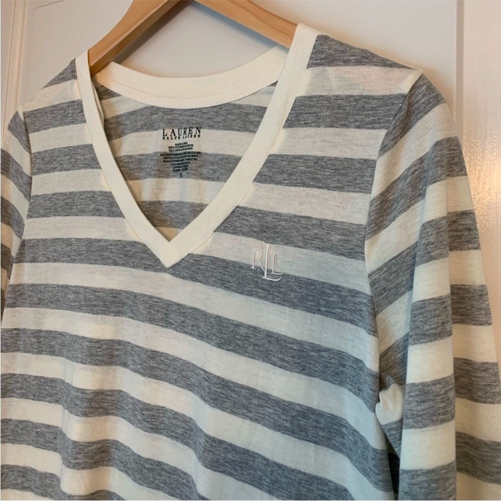 Lauren by Ralph Lauren Striped Cotton Blend Sleep Night Shirt T-shirt - Picture 5 of 10